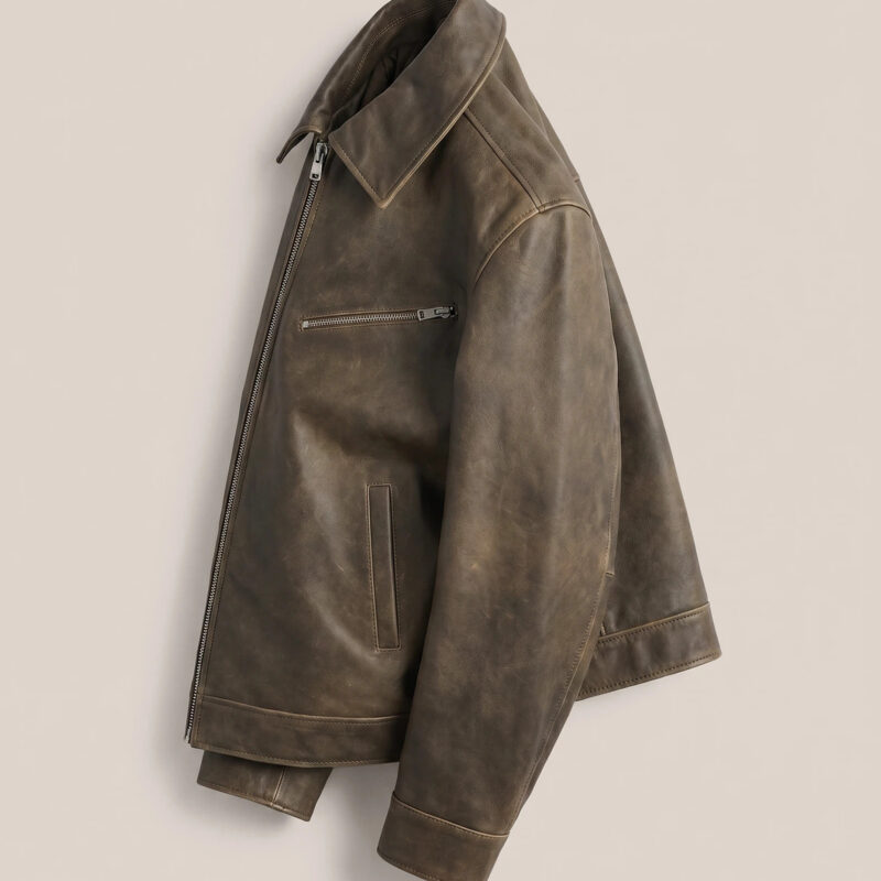 100% Leather Oversized Bomber Jacket