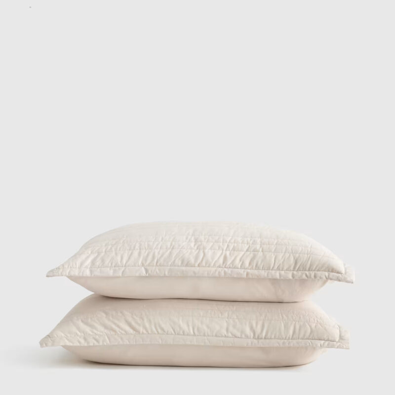 100% Organic Cotton Quilted Sham Set in White