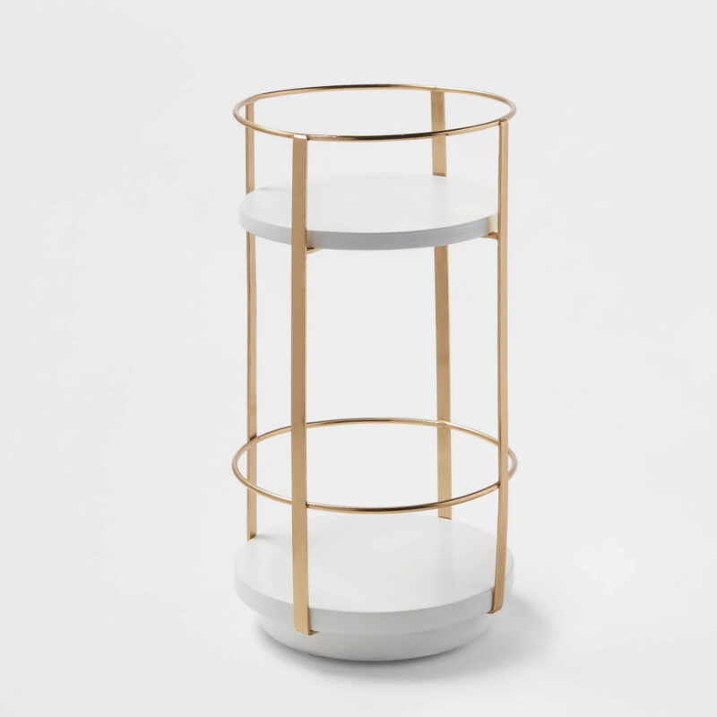 10" x 5.7" Round Metal Countertop Turntable Brass - Brightroom™: Bathroom Organizer Tray, Iron,...