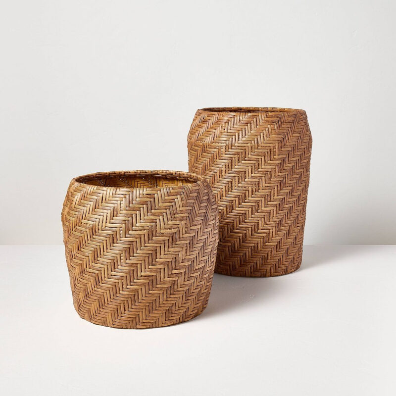 12"x14" Small Round Woven Patterned Outdoor Plant Basket - Hearth & Hand™ with Magnolia
