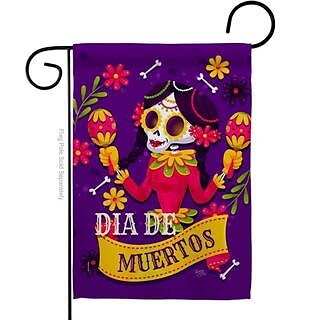 13 in. x 18.5 in. Lady Dia De Muertos Garden Flag Double-Sided Fall Decorative Vertical Flag