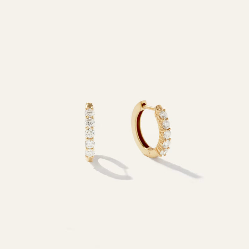14K Gold Diamond Classic Huggie Hoops Quince Lab Diamonds