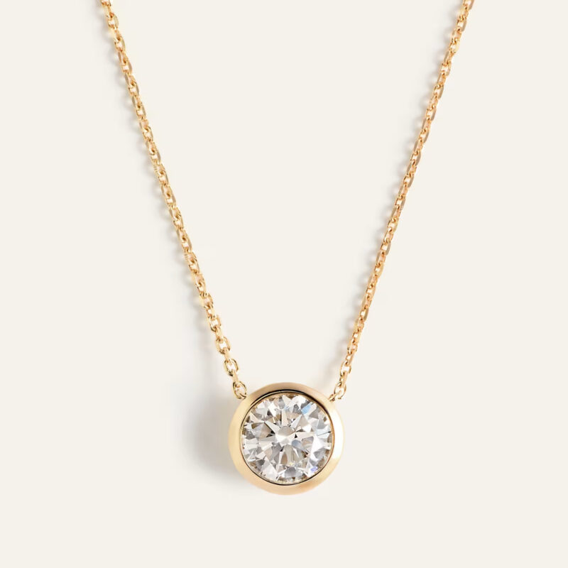 14K Gold Lab Grown Diamond Bezel Necklace Quince Lab Diamonds