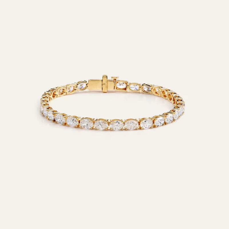 14K Gold Lab Grown Diamond East-West Oval Tennis Bracelet - 10ctw Quince Lab Diamonds