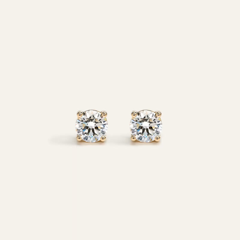 14K Gold Lab Grown Diamond Four-Prong Solitaire Studs - 1.5ctw Quince Lab Diamonds