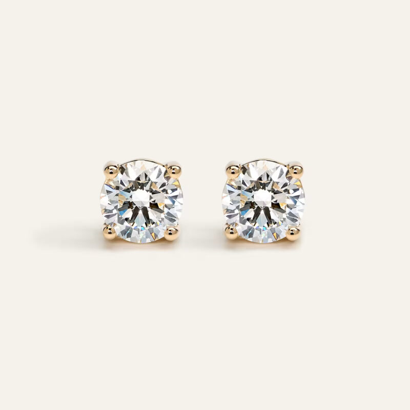 14K Gold Lab Grown Diamond Four-Prong Solitaire Studs - 4ctw Quince Lab Diamonds