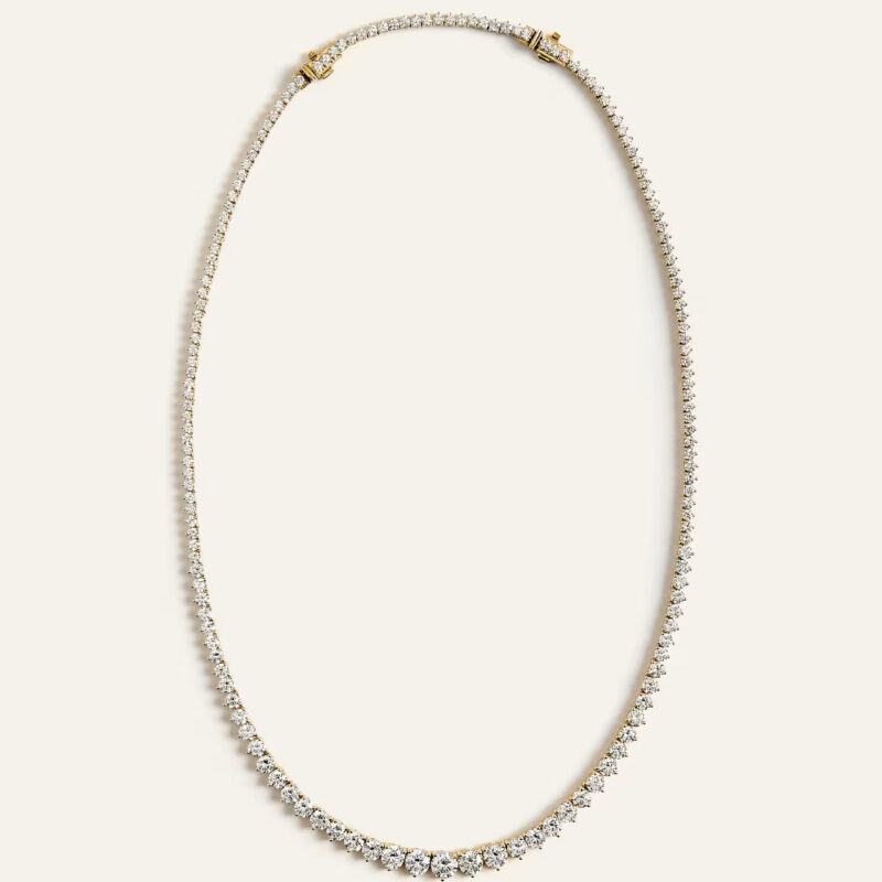 14K Gold Lab Grown Diamond Graduated Tennis Necklace - 16ctw Quince Lab Diamonds