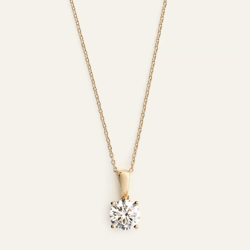 14k Gold Lab Grown Diamond Solitaire Pendant - 1ct Quince Lab Diamonds