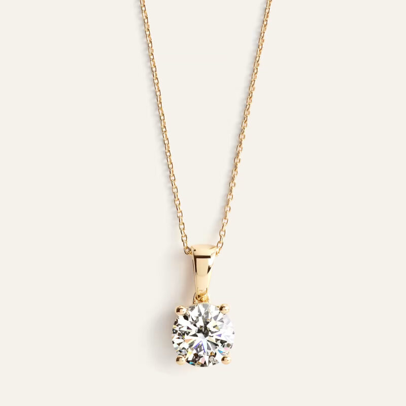 14K Gold Lab Grown Diamond Solitaire Pendant - 2ct Quince Lab Diamonds
