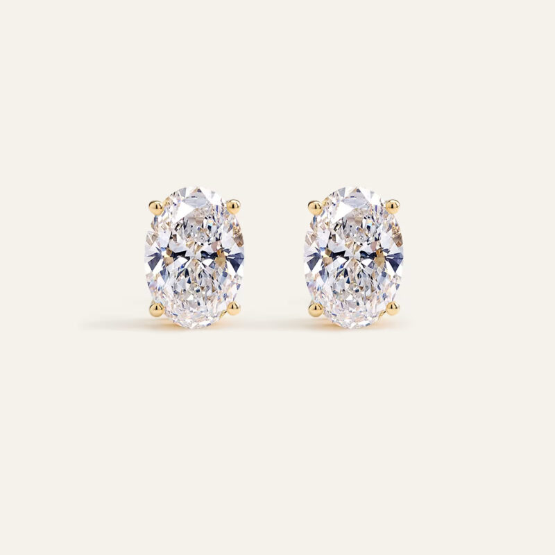 14K Gold Lab Grown Diamond Statement Oval Studs - 6ctw Quince Lab Diamonds