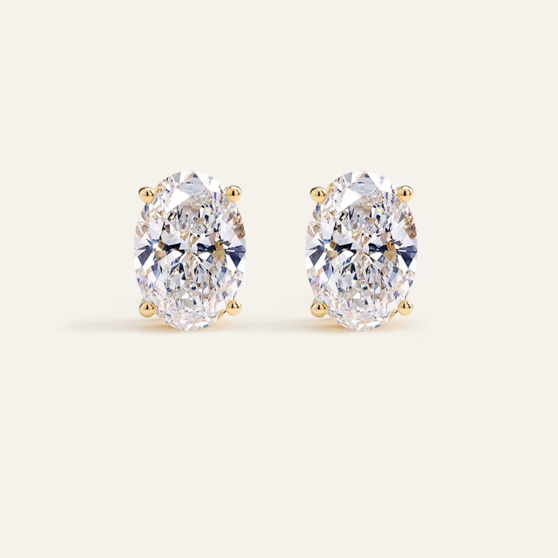 14K Gold Lab Grown Diamond Statement Oval Studs - 8ctw Quince Lab Diamonds