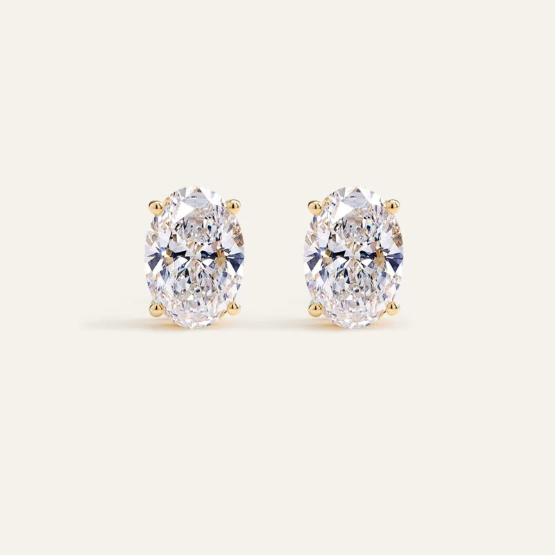 14K Gold Lab Grown Diamond Statement Oval Studs - 6ctw Quince Lab Diamonds