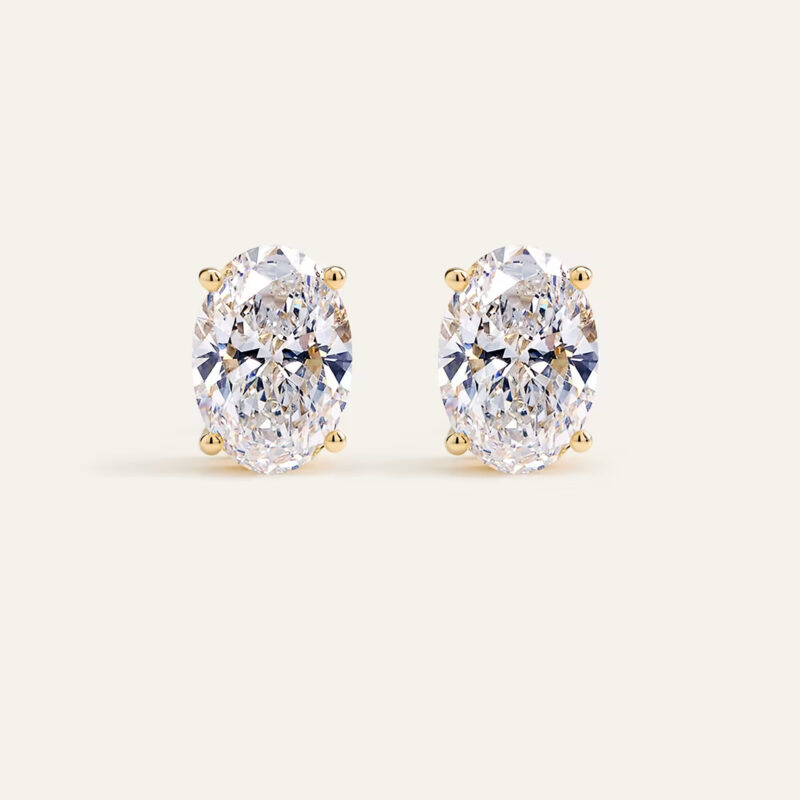 14K Gold Lab Grown Diamond Statement Oval Studs - 8ctw Quince Lab Diamonds