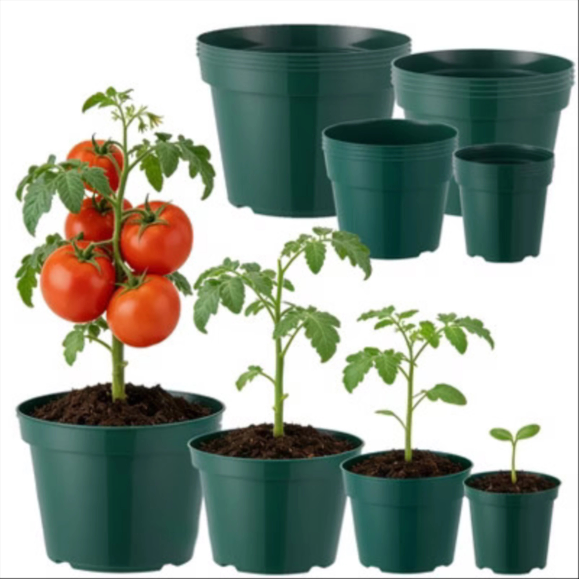 16 Pack Plant Pots Set with Drainage Holes, 4 Sizes Thick Nursery Flower Pots for Indoor Outdoor Plants, Herbs, Vegetables & Succulents