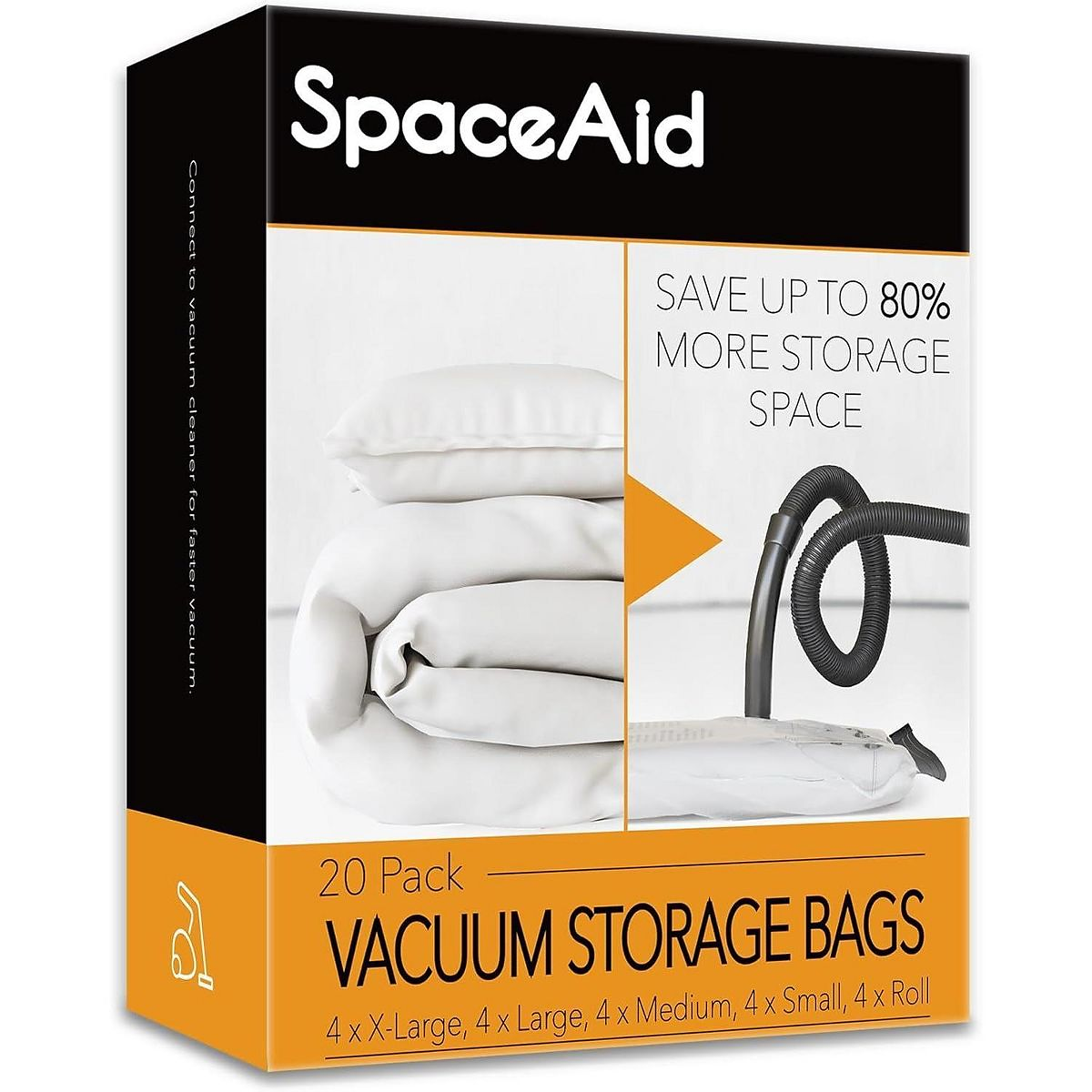 20 Pack Vacuum Storage Bags(4 Jumbo/4 Large/4 Medium/4 Small/4 Roll), Space Saver Sealer Compress...
