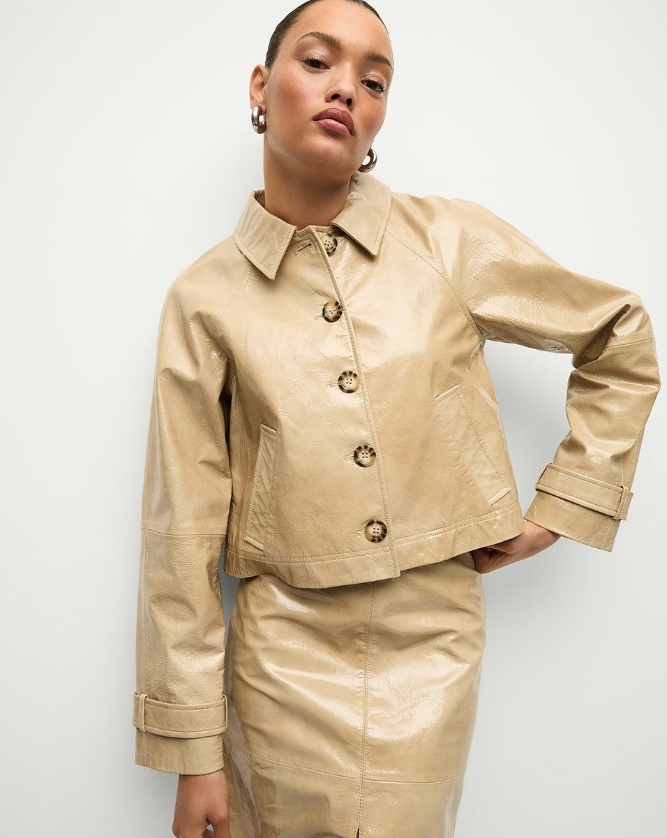 Kian Coated Leather Jacket from Veronica Beard