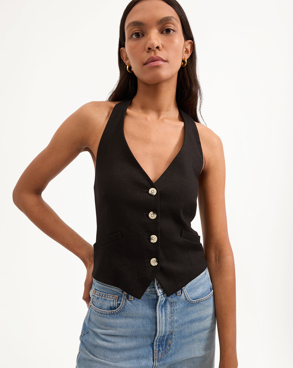 Arabella Stretch-Linen Vest from Veronica Beard