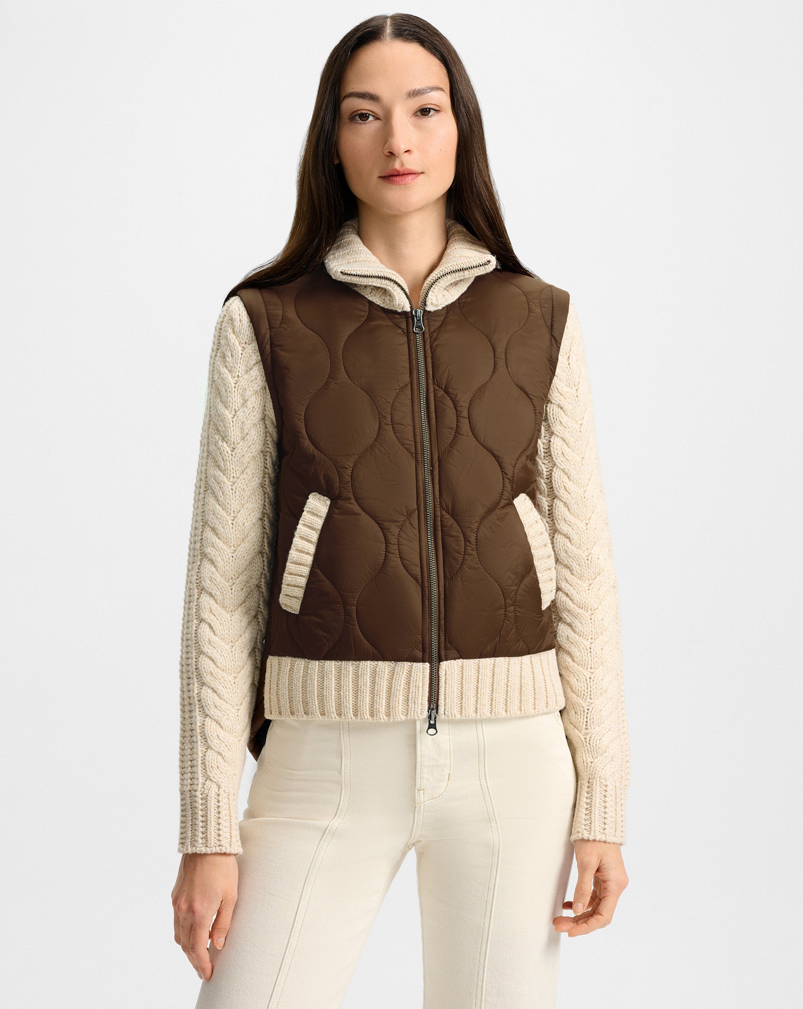 Patra Knit-Sleeve Quilted Jacket from Veronica Beard