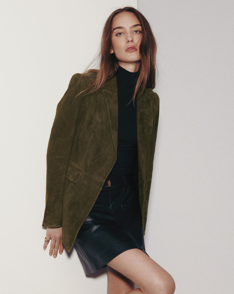 Duane Suede Dickey Jacket from Veronica Beard