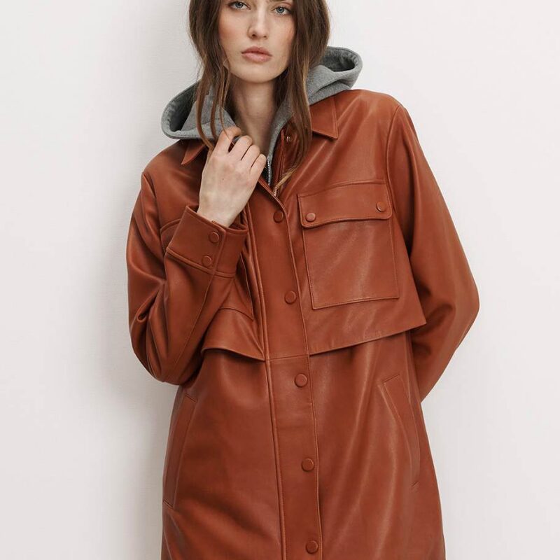 Liora Leather Utility Dickey Coat from Veronica Beard