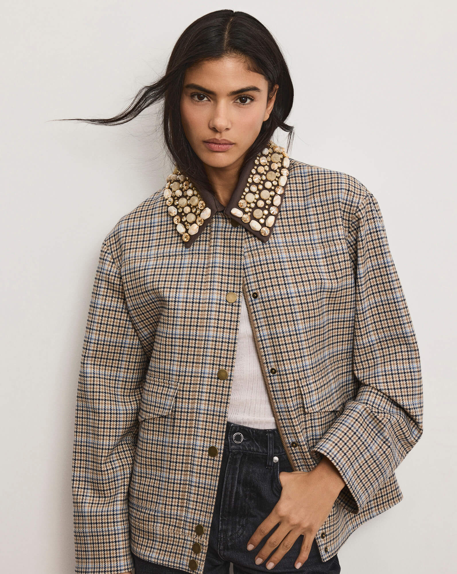 Kasper Plaid Chore Jacket Veronica Beard