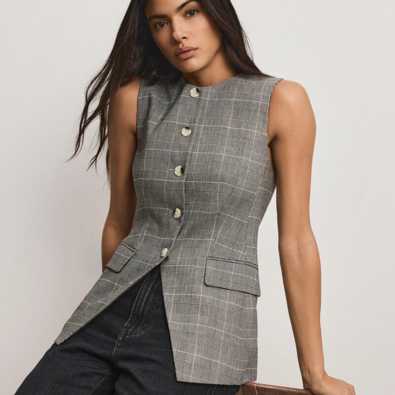 Lois Linen-Blend Vest Veronica Beard