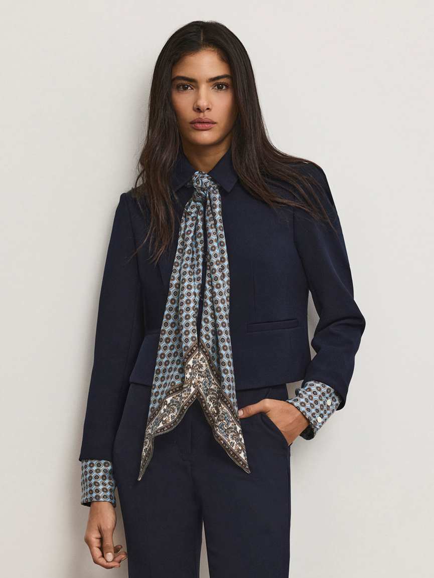 Ismena Removable Scarf Jacket Veronica Beard