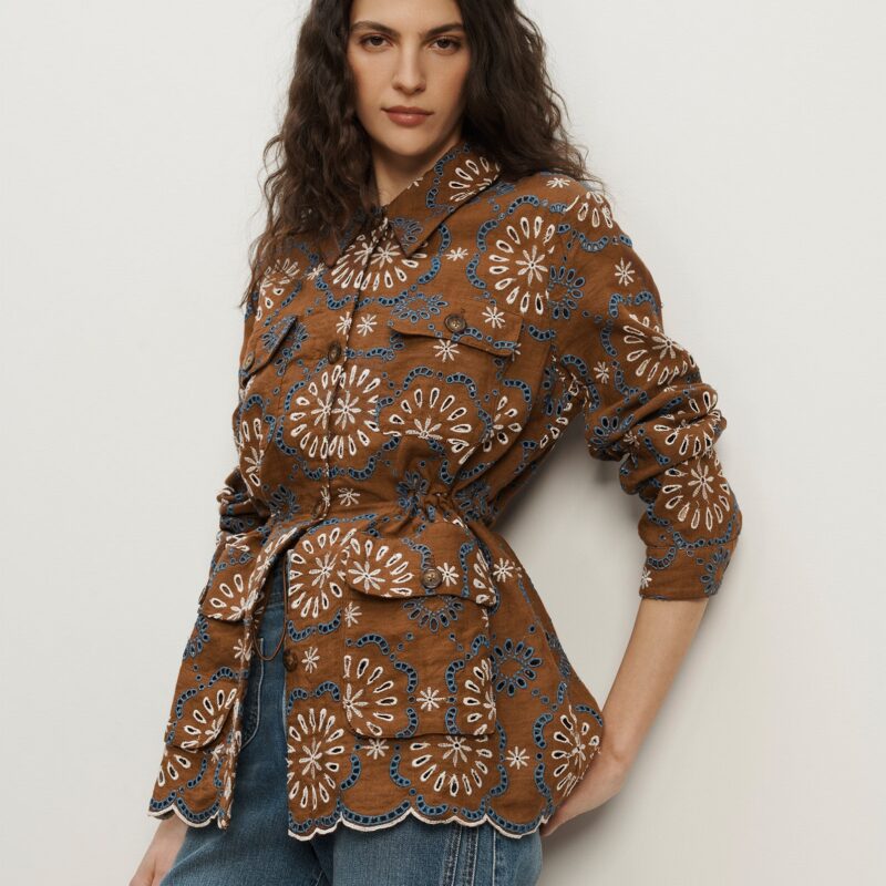 Kiki Linen Eyelet Jacket from Veronica Beard