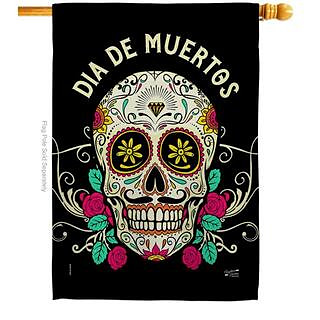 28 in. x 40 in. Dia De Muertos Fall House Flag Double-Sided Decorative Vertical Flags