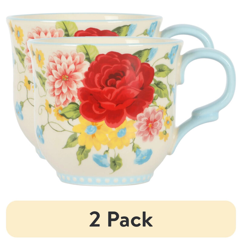 (2 pack) The Pioneer Woman Sweet Rose Light Blue Ceramic 14.5-Ounce Mug - Walmart.com