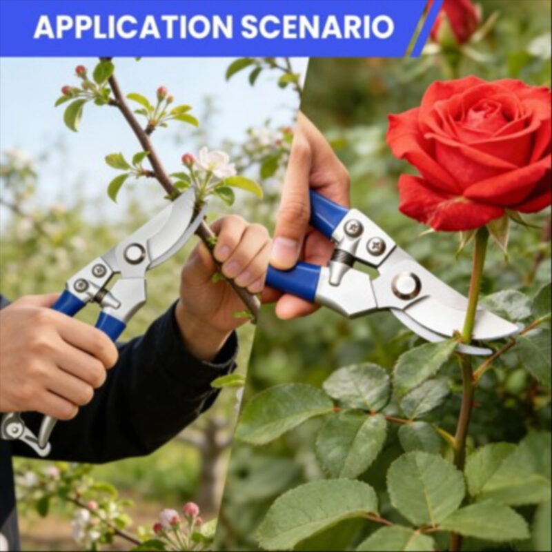 2-Pack Zinc Alloy Pruning Shears Set for Gardening,Curved&Straight Garden Shears,Professional Gardening Tools for Plants, Flowers & Branches