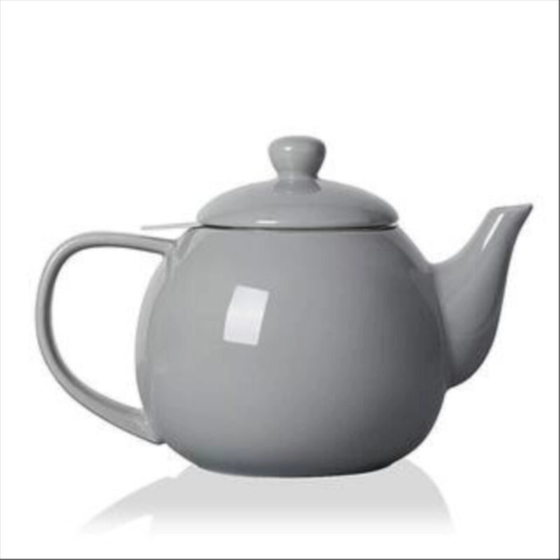 3-Cup Gray Porcelain Teapot with Removable Stainless Steel Infuser, Tea Pots for Loose Tea, Tea Infuser Pots