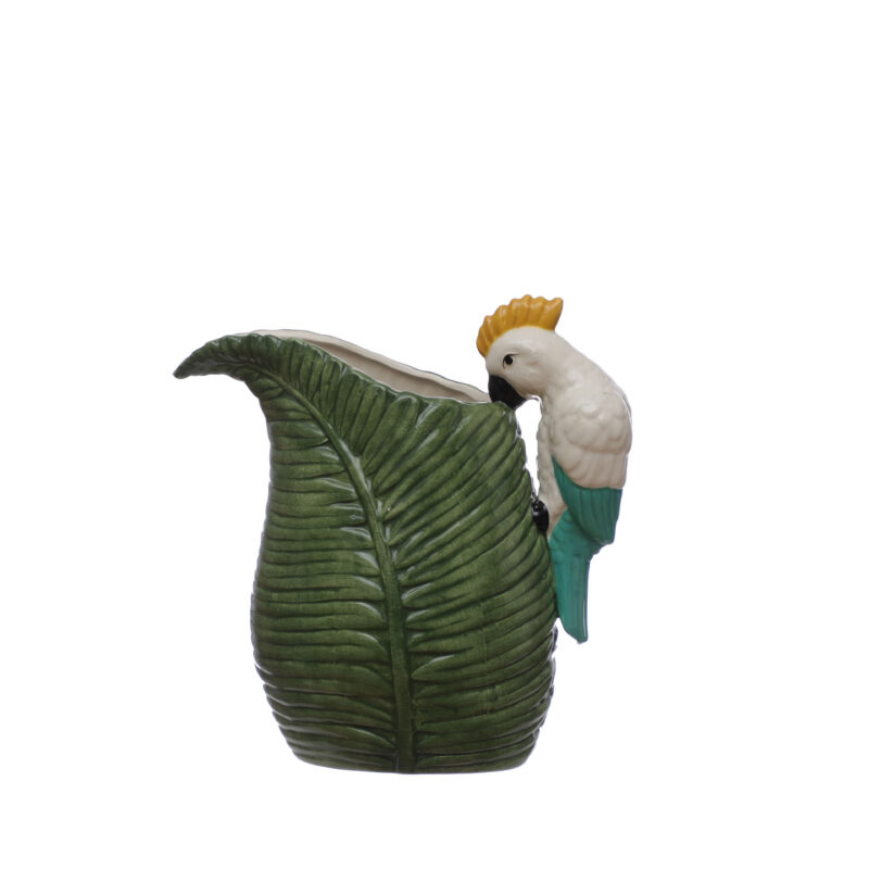 43.95oz. Green Tropical Ceramic Leaf Pitcher with Cockatoo Handle by Ashlandu00ae | Michaels