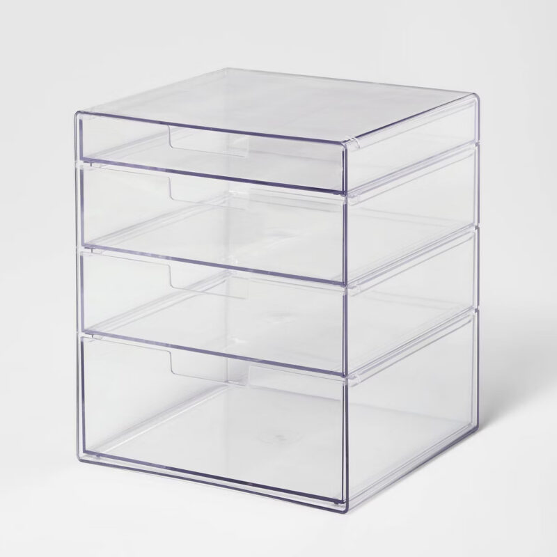 4 Drawer Stackable Countertop Organizer Clear - Brightroom™: Bathroom & Makeup Organizer, PET M...