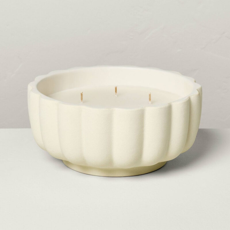 5-Wick Rustic Ceramic Salt Scalloped Jar Candle Cream 32oz - Hearth & Hand™ with Magnolia: Farm...
