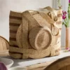 Striped Raffia Travel Tote, Natural