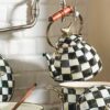 MacKenzie-Childs Courtly Check Enamel 3 Qt. Tea Kettle with Bird