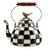 MacKenzie-Childs Courtly Check Enamel 3 Qt. Tea Kettle with Bird