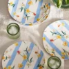 By Hope Daffodil Stripe Melamine Dinner Plates, Set of 4