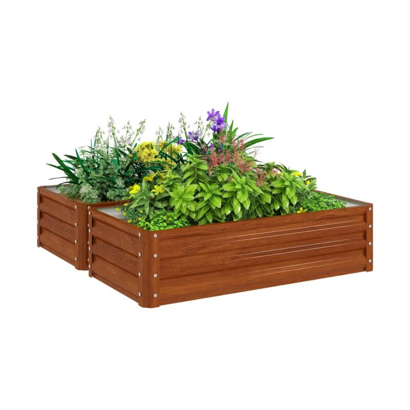 Resenkos Patio Planting Bed, Raised Garden Bed,Galvanized Raised Garden Bed, 4' x 2' x 1' Metal Planter Box,