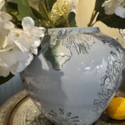 Kravet Grandiflora hand-painted vase on dining table