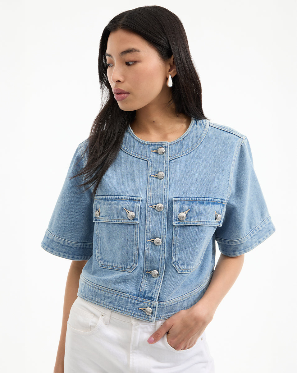 Elias Short Sleeve Denim Jacket from Veronica Beard