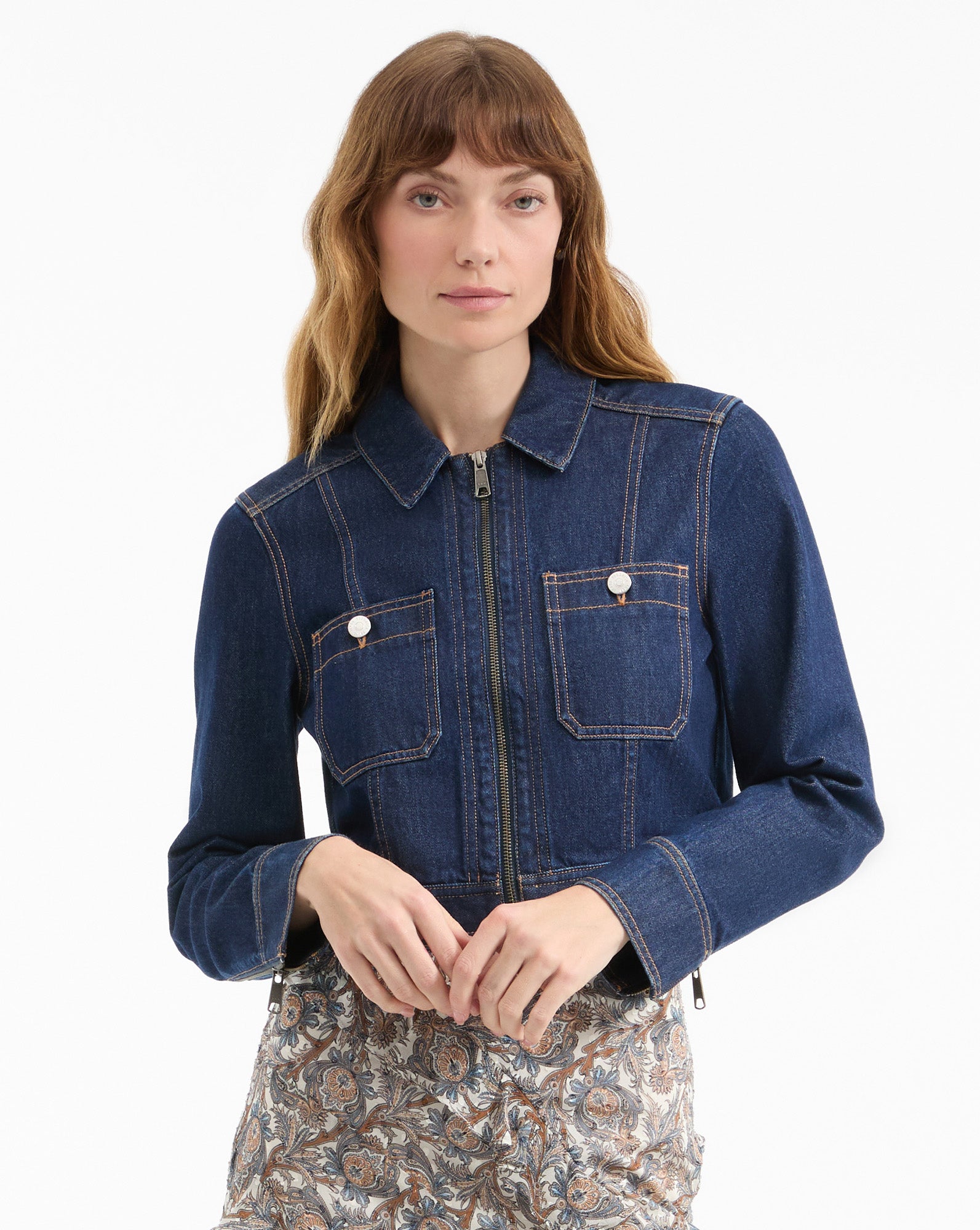 Patty Cropped Denim Jacket from Veronica Beard