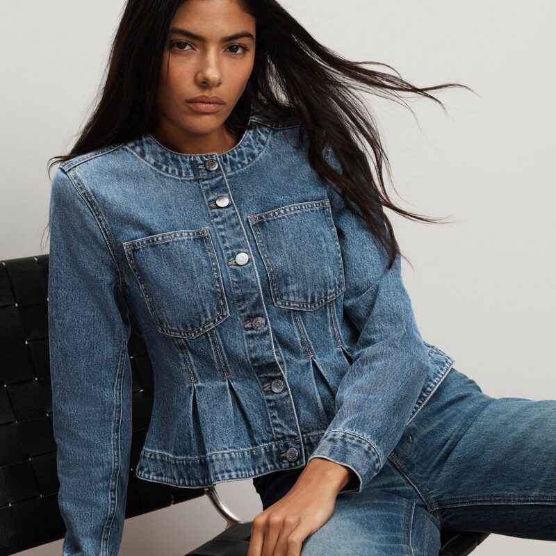 Zahara Peplum Denim Jacket from Veronica Beard