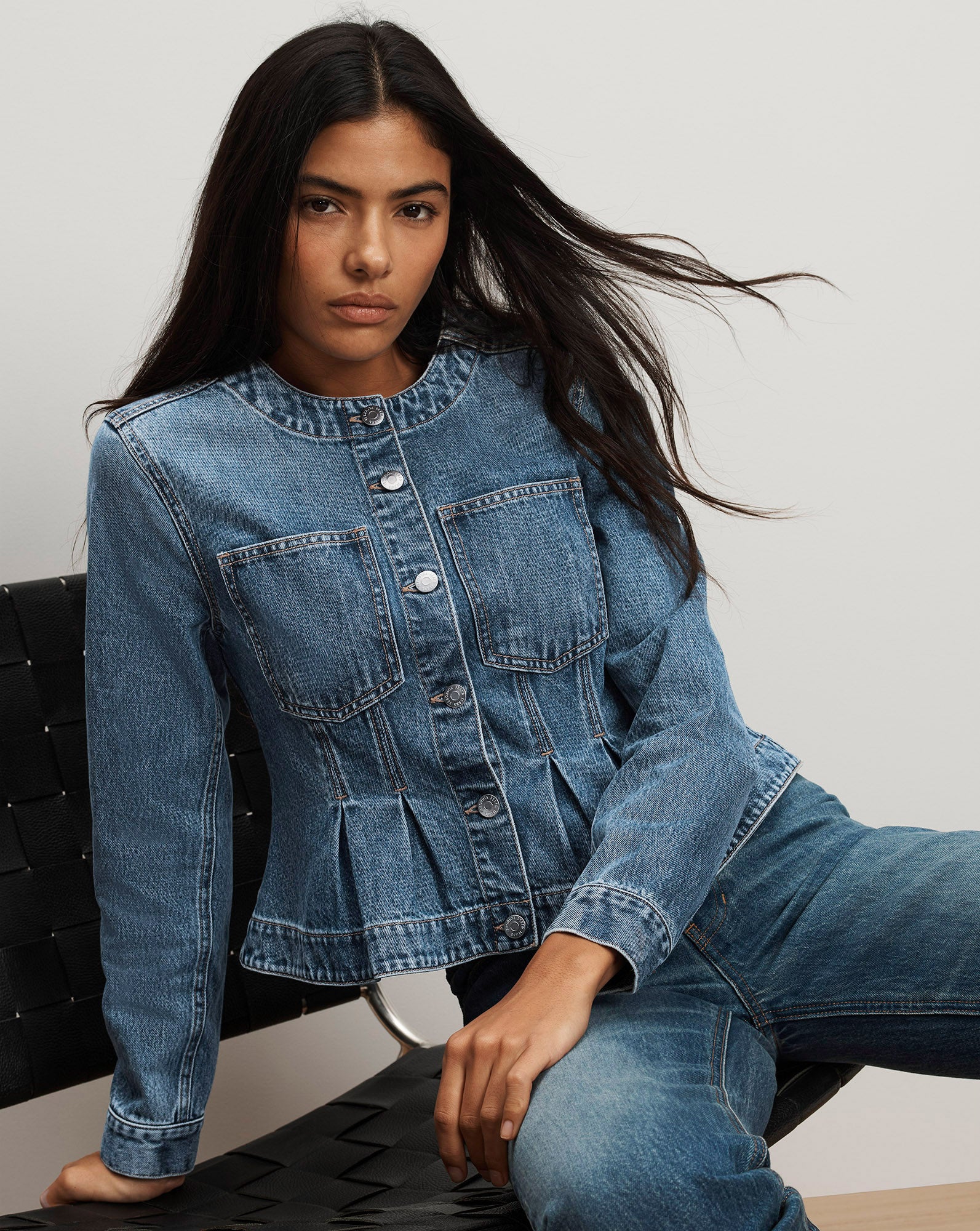 Zahara Peplum Denim Jacket from Veronica Beard