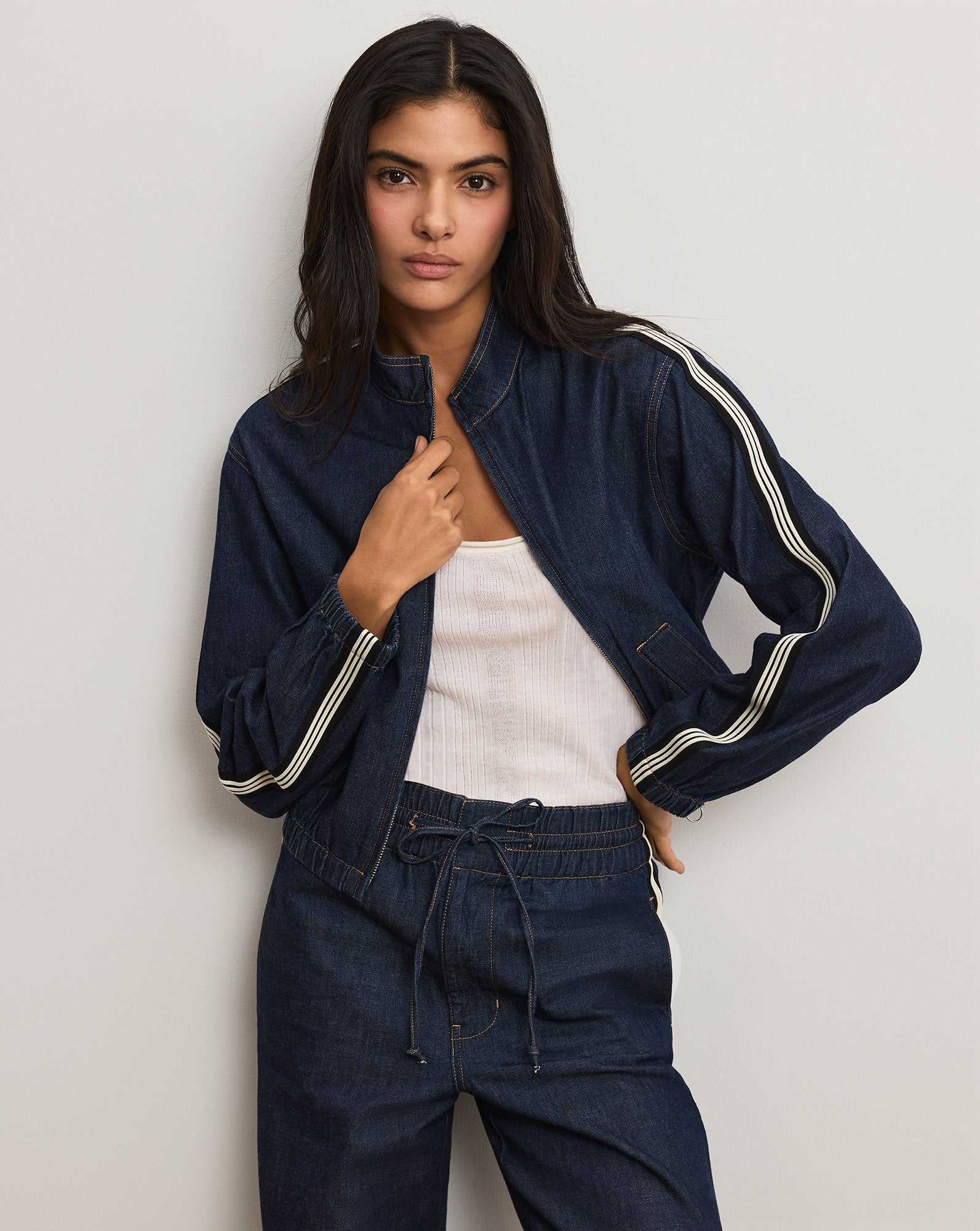 Gigi Denim Track Jacket from Veronica Beard