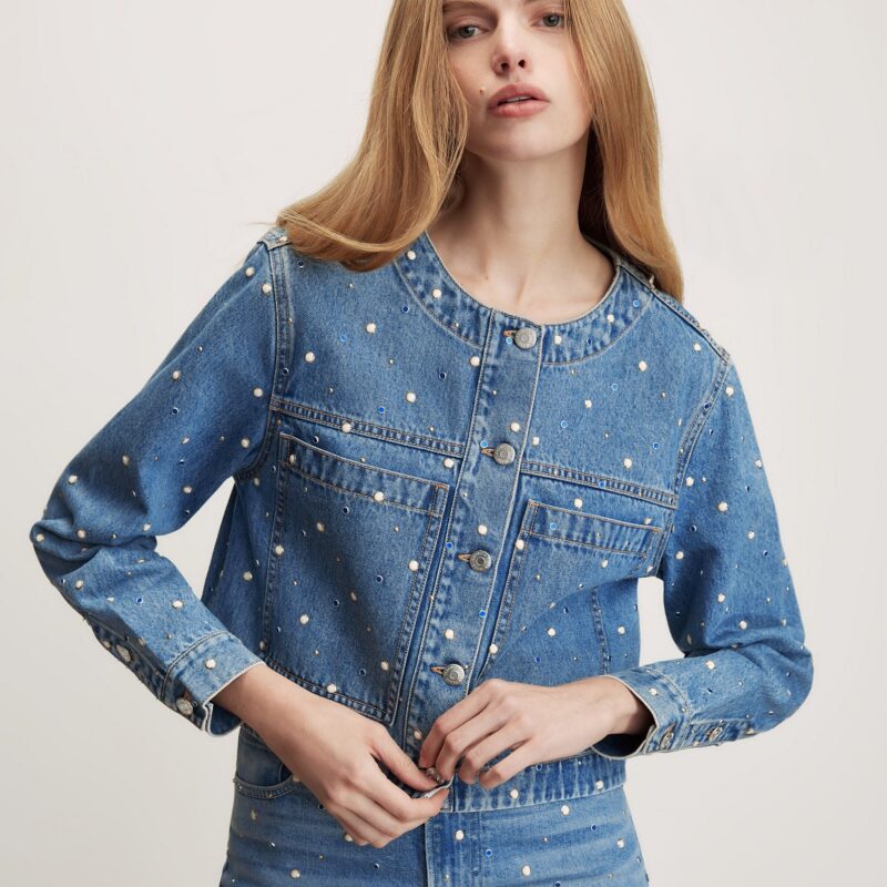 Lowry Embellished Denim Jacket Veronica Beard