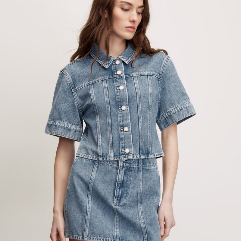 Malcom Cropped Denim Jacket Veronica Beard
