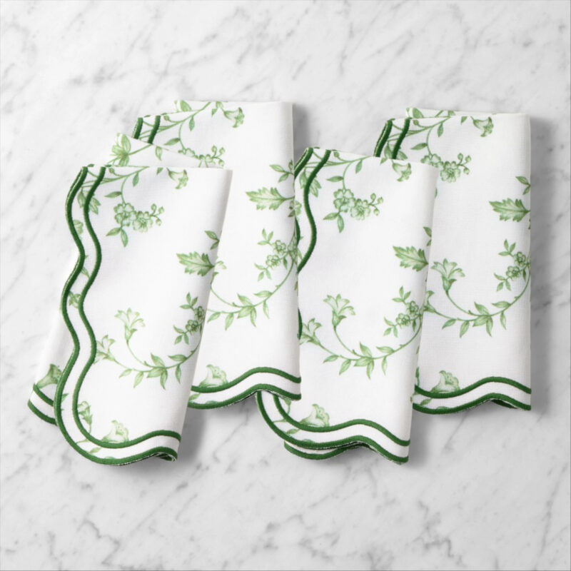 Williams Sonoma AERIN x Williams Sonoma Scalloped Floral Napkins, Set of 4