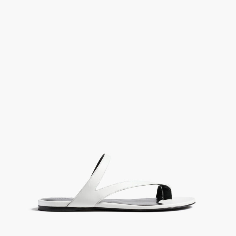 Aimee Flat Sandal in Optic White Leather Khaite